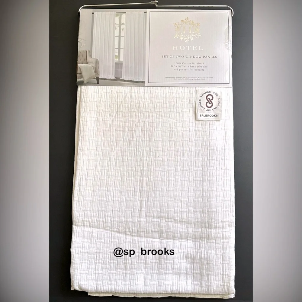 🎁Hotel Window Panels - 2 Pieces - Back Tabs - 100% Matelassé Cotton - 38” x 96”
